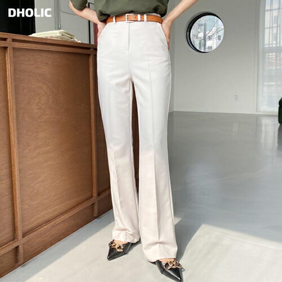 ハイウエストロングスラックス・全5色・t65080 レディース 【pt】【韓国 ファッション ボトムス パンツ スラックス 美脚 足長 セミブーツカット ベルトループ オフィスカジュアル ハイウエスト 無地 体型カーバー 秋 春】