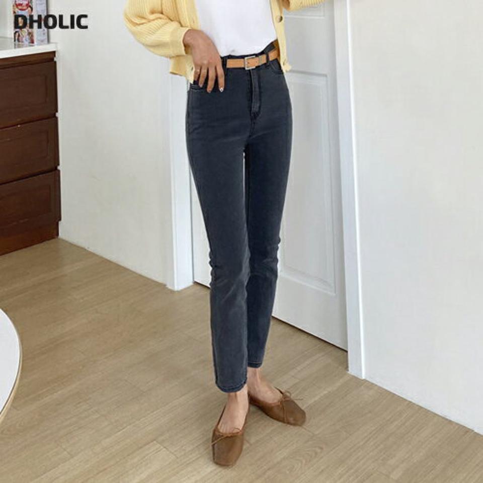 ブラックデニムパンツ・全1色・t65051 レディース 【pt】【韓国 ファッション ボトムス パンツ ロング デニム ビンテージ ウエストゴム ストレート 美脚 10分丈 十分丈 カジュアル デイリー 秋 春】