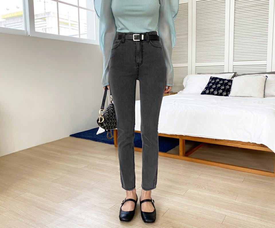 ブラックデニムパンツ・全1色・t65051 レディース 【pt】【韓国 ファッション ボトムス パンツ ロング デニム ビンテージ ウエストゴム ストレート 美脚 10分丈 十分丈 カジュアル デイリー 秋 春】