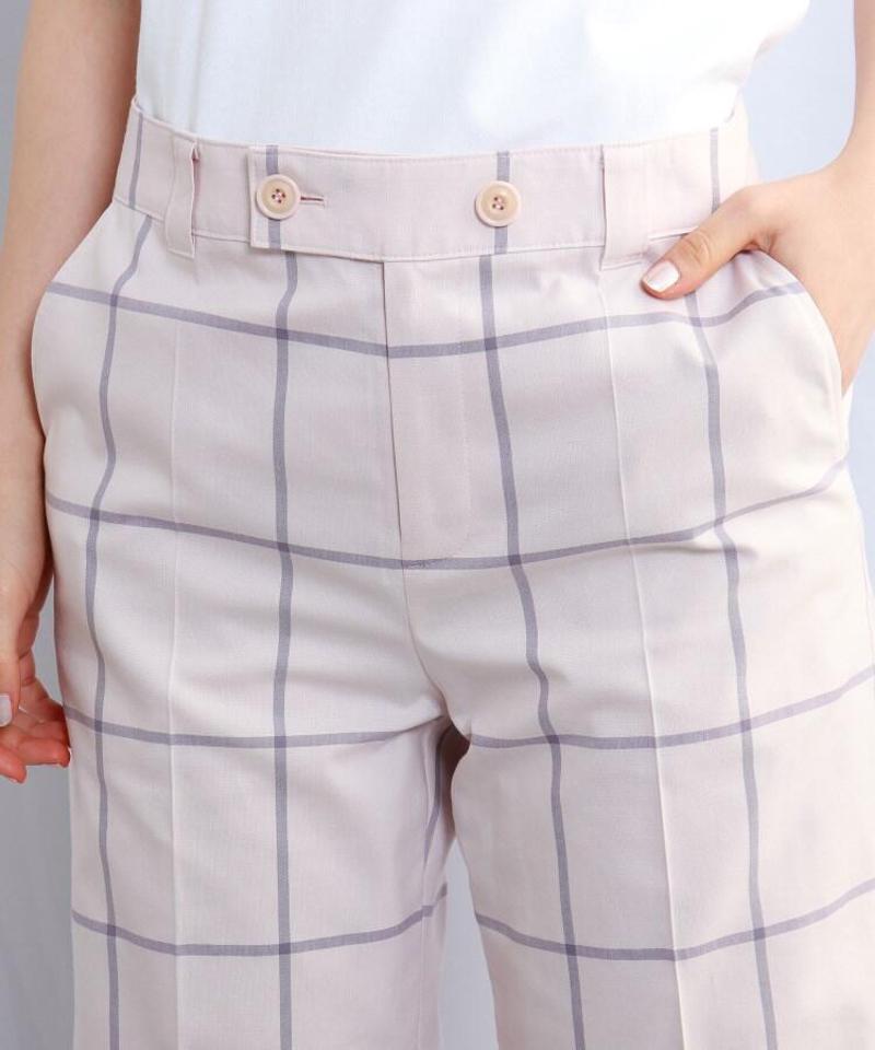 チェック柄シルク混ストレートパンツ