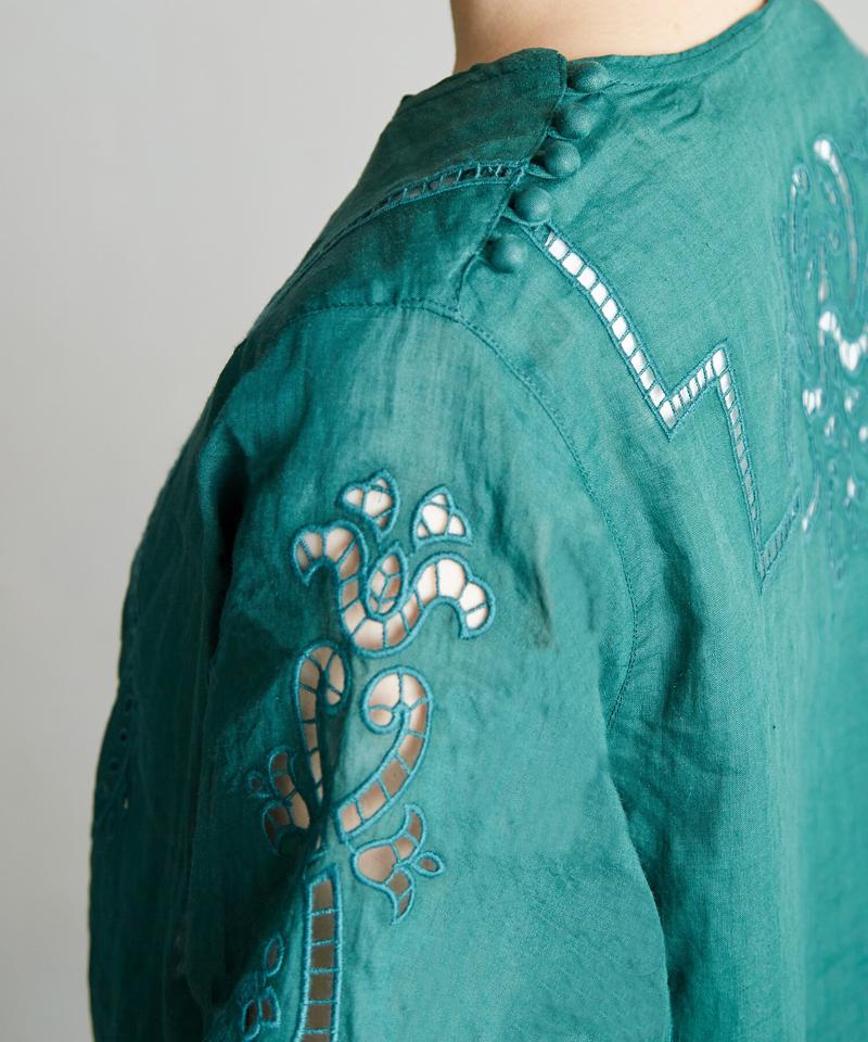 △○60/-ラミーカットワーク刺繍７分袖ブラウス（cardo fabrica）