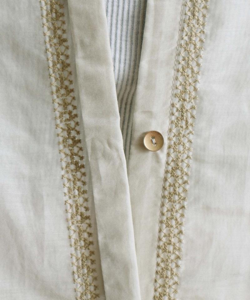 C/Siローンライン刺繍ギャザーブラウス（cardo fabrica）
