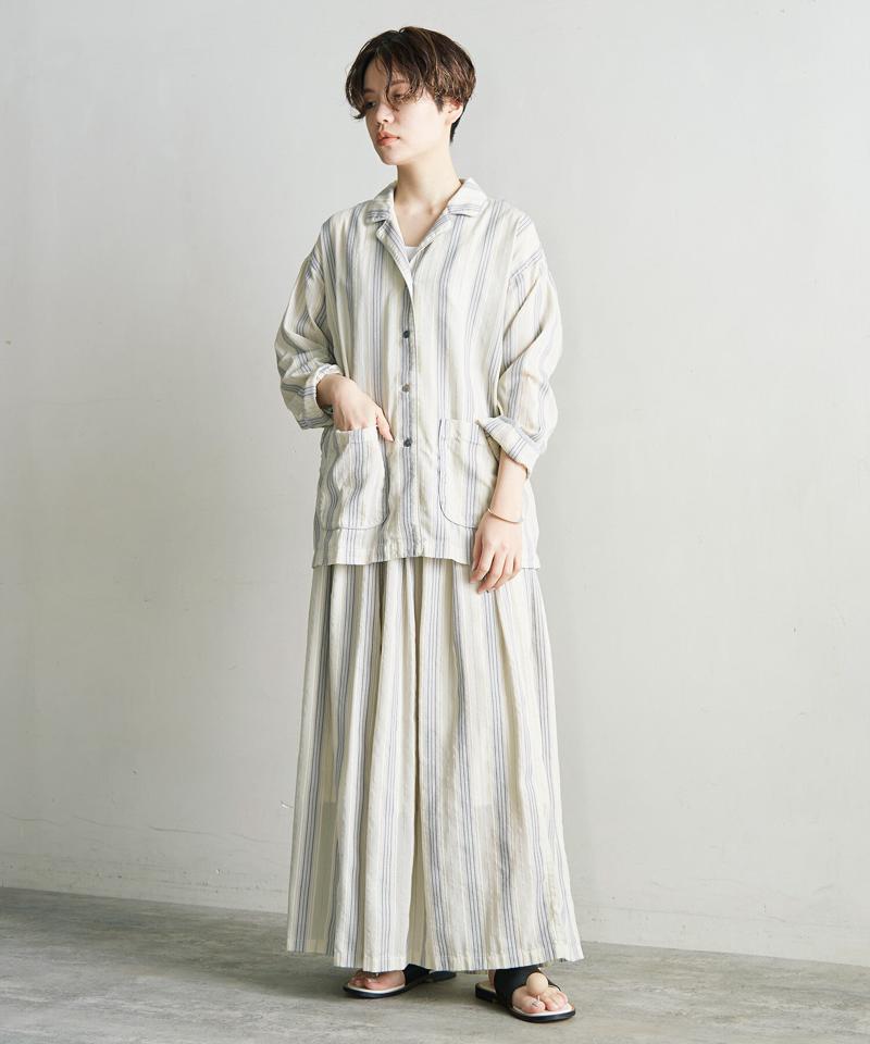 ○ドビーストライプタックキュロットパンツ（cardo fabrica）