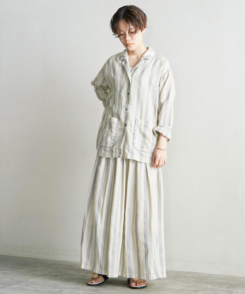 ○ドビーストライプタックキュロットパンツ（cardo fabrica）