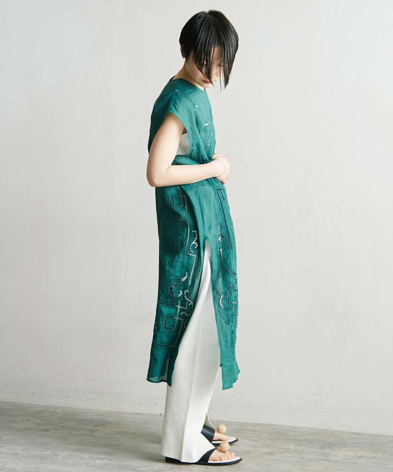 △○60/-ラミーカットワーク刺繍ノースリーブロングブラウス（cardo fabrica）