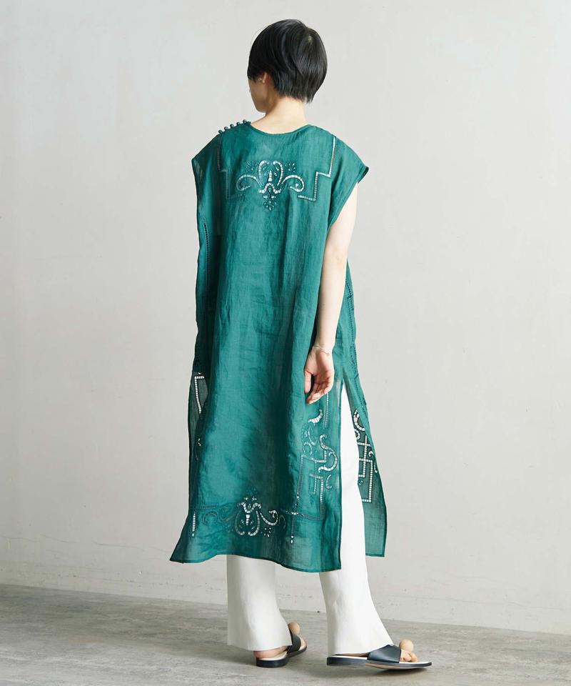 △○60/-ラミーカットワーク刺繍ノースリーブロングブラウス（cardo fabrica）