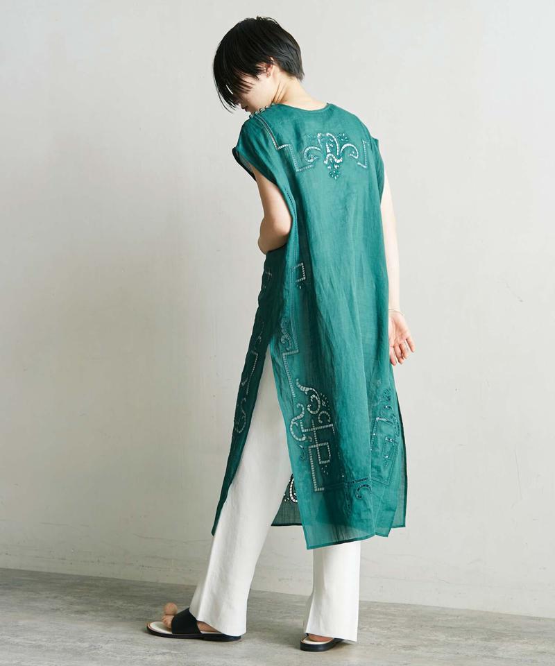 △○60/-ラミーカットワーク刺繍ノースリーブロングブラウス（cardo fabrica）