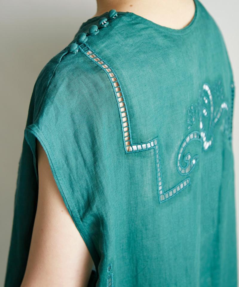 △○60/-ラミーカットワーク刺繍ノースリーブロングブラウス（cardo fabrica）