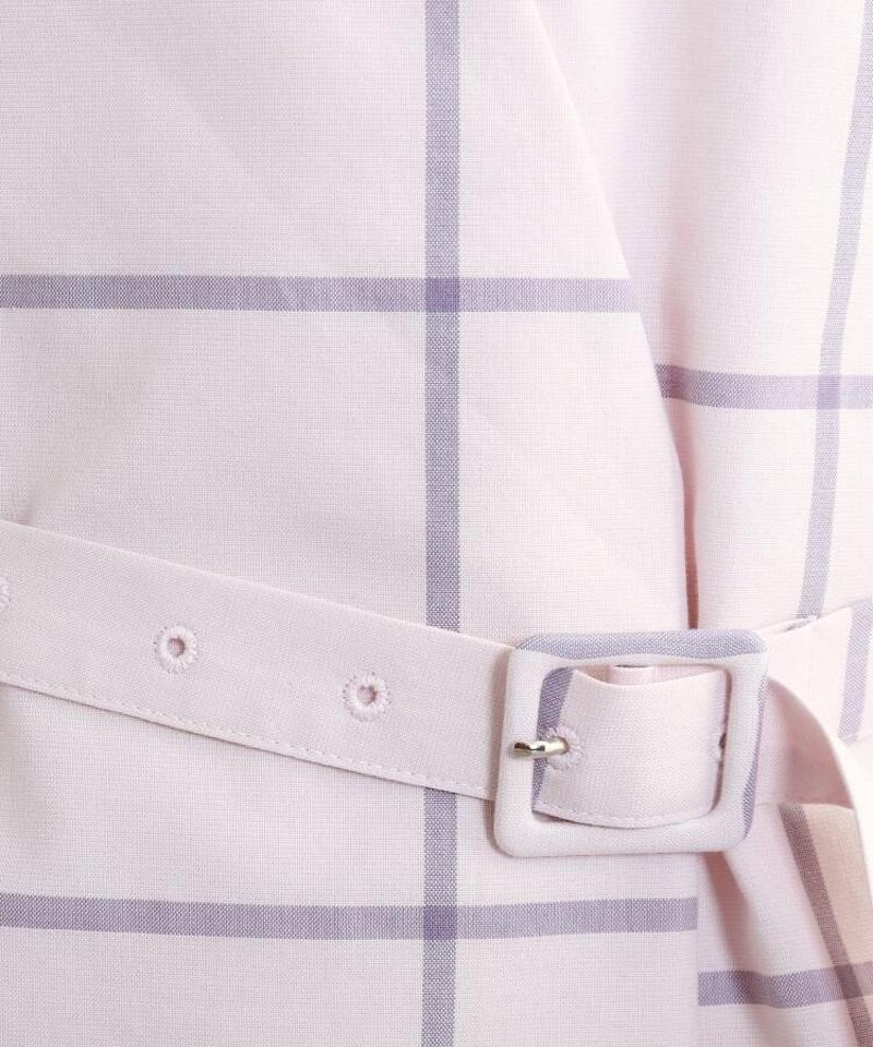 チェック柄シルク混ウエストベルト付きノーカラージャケット