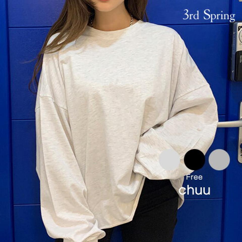 CHUU(チュー)ゆるっとロンT【3/16up_go】韓国 韓国ファッション　Tシャツ　トップス　長袖　スウェット　ロンTレディース ファッション【10】※メール便不可
