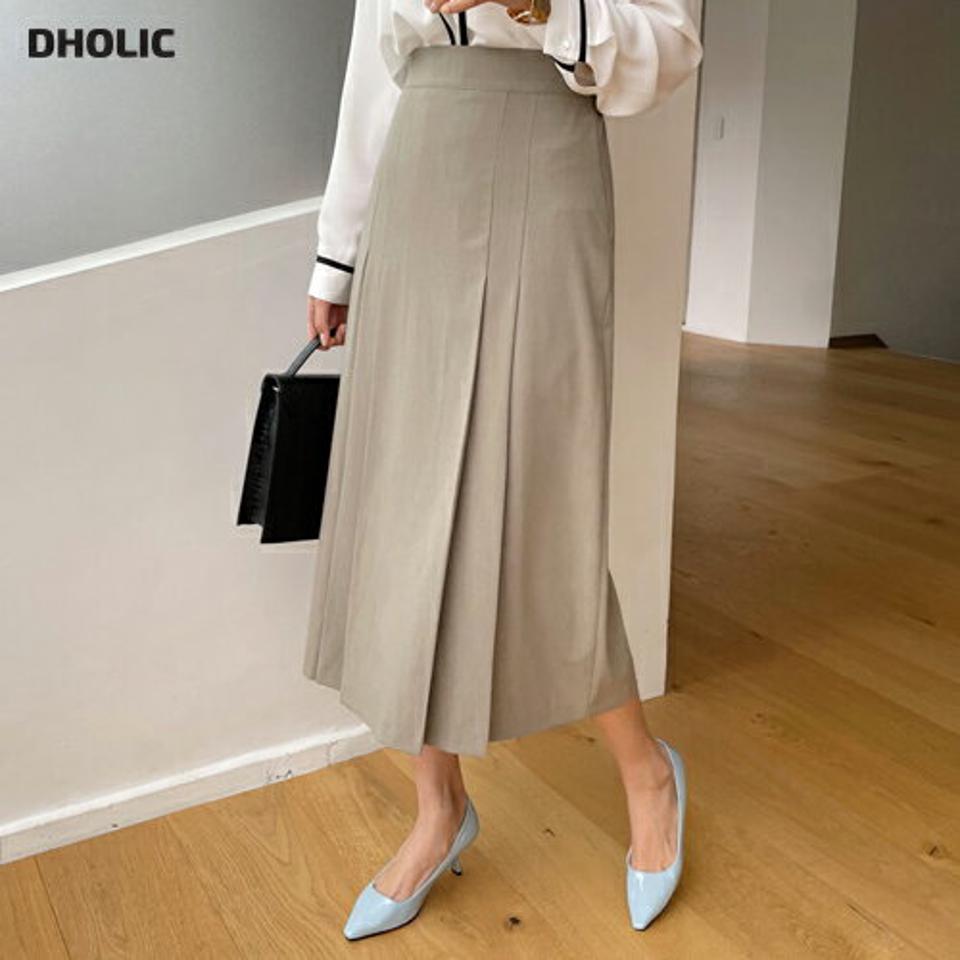 タックAラインスカート・全4色・b67520 レディース 【sk】【スカート ロング ロングスカート Aライン タック 単色 無地 シンプル 大人 きれいめ カジュアル 春 秋 韓国 ファッション】【ハイホリHIHOLLI】