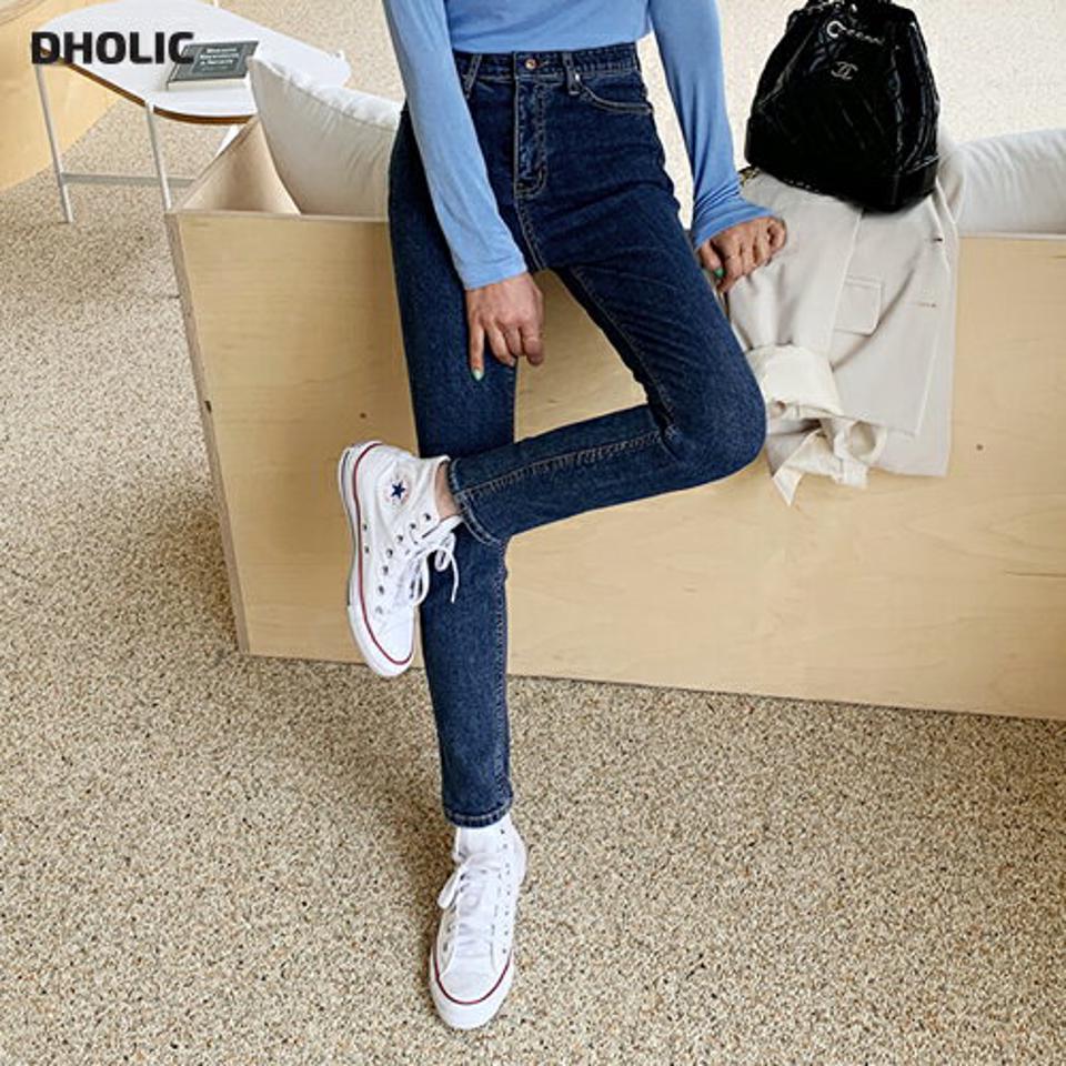 シークレットゴムスキニーデニムパンツ・全2色・t61787 レディース 【pt】【韓国 ファッション ボトムス パンツ デニムパンツ スリムデニム ウエストゴム スキニーデニム ストレート 美脚 10分丈 十分丈 カジュアル デイリー 秋 春】