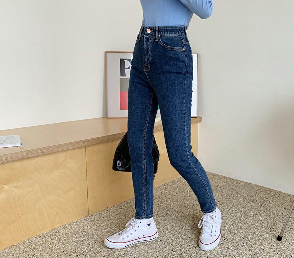 シークレットゴムスキニーデニムパンツ・全2色・t61787 レディース 【pt】【韓国 ファッション ボトムス パンツ デニムパンツ スリムデニム ウエストゴム スキニーデニム ストレート 美脚 10分丈 十分丈 カジュアル デイリー 秋 春】