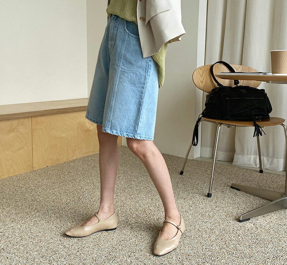 ハーフデニムパンツ・全1色・t61784 レディース 【pt】【韓国 ファッション ボトムス パンツ ミディ ミディパンツ ショート ショートパンツ ハーフ デニムパンツ ワイド ストレート 美脚 カジュアル デニム 秋 春】