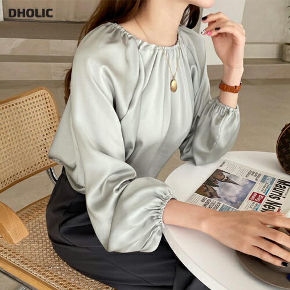 2WAYサテンブラウス・全3色・t67493 レディース 【bl】【トップス ブラウス 長袖 サテン 上品 フェミニン 単色 無地 シンプル 光沢 レディ オフショルダー オフショル 2way 大人 春 秋 韓国 ファッション】【ハイホリHIHOLLI】