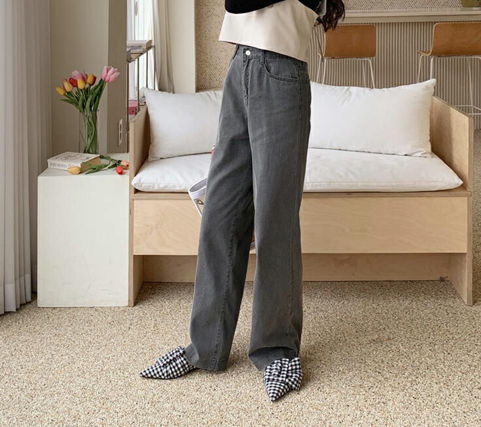 ワイドストレートパンツ・全3色・t61785 レディース 【pt】【韓国 ファッション ボトムス パンツ ロング ロングパンツ ワイドパンツ コットン ロールアップ ストレート 美脚 カジュアル 10分丈 十分丈 デイリー 秋 春】