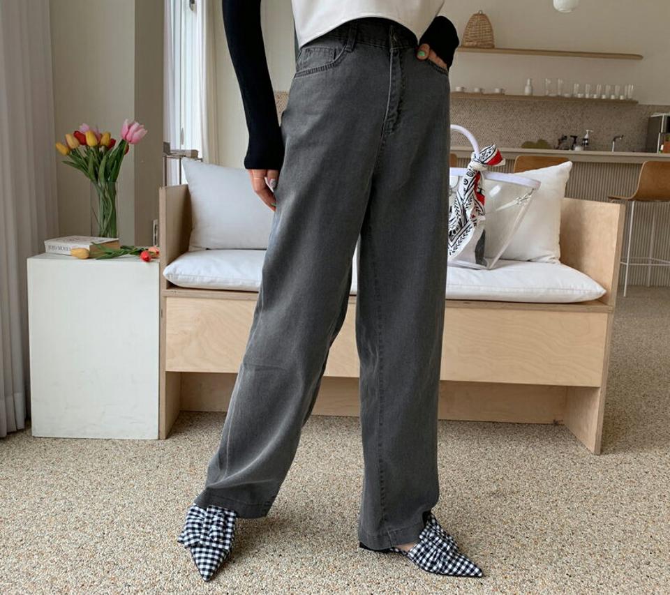 ワイドストレートパンツ・全3色・t61785 レディース 【pt】【韓国 ファッション ボトムス パンツ ロング ロングパンツ ワイドパンツ コットン ロールアップ ストレート 美脚 カジュアル 10分丈 十分丈 デイリー 秋 春】