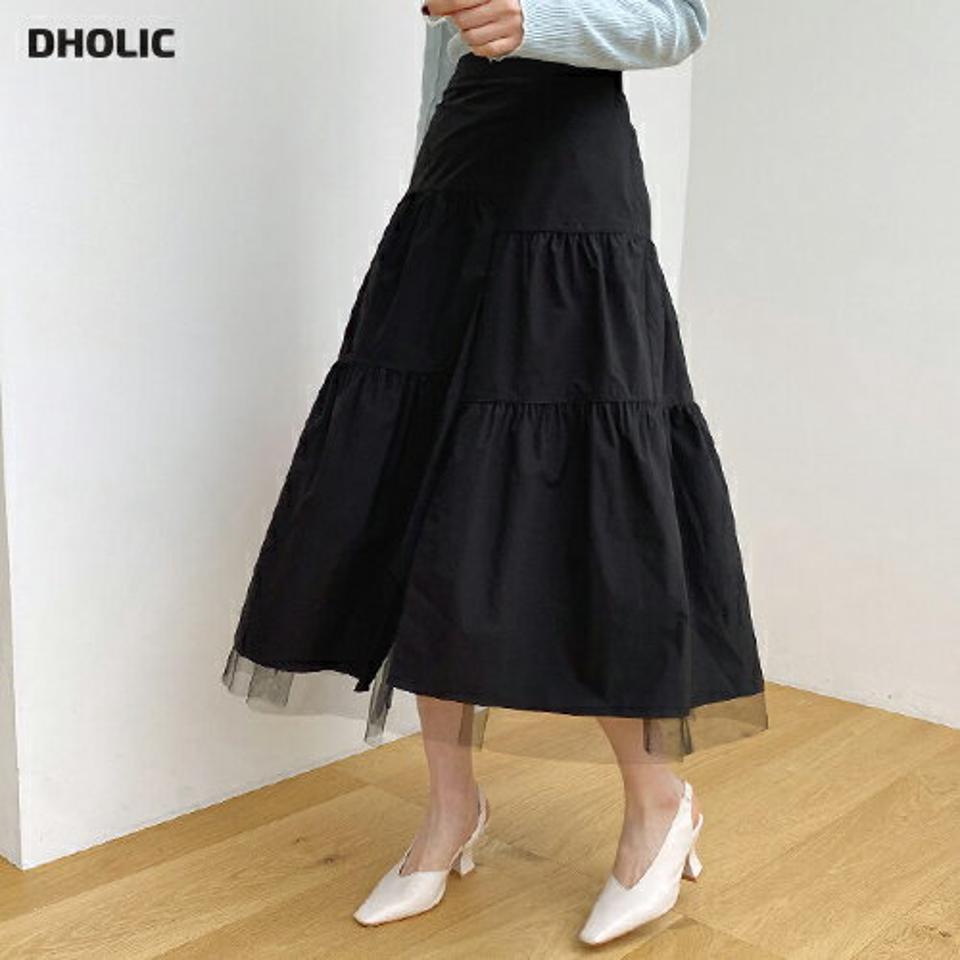 【タイム特価】メッシュティアードスカート・全2色・b67506 レディース 【sk】 スカート ロング ロングスカート ティアード メッシュ シースルー シアー 単色 無地 シンプル カジュアル フェミニン チュール 春 秋 韓国ファッション ハイホリHIHOLLI 【TS】セール