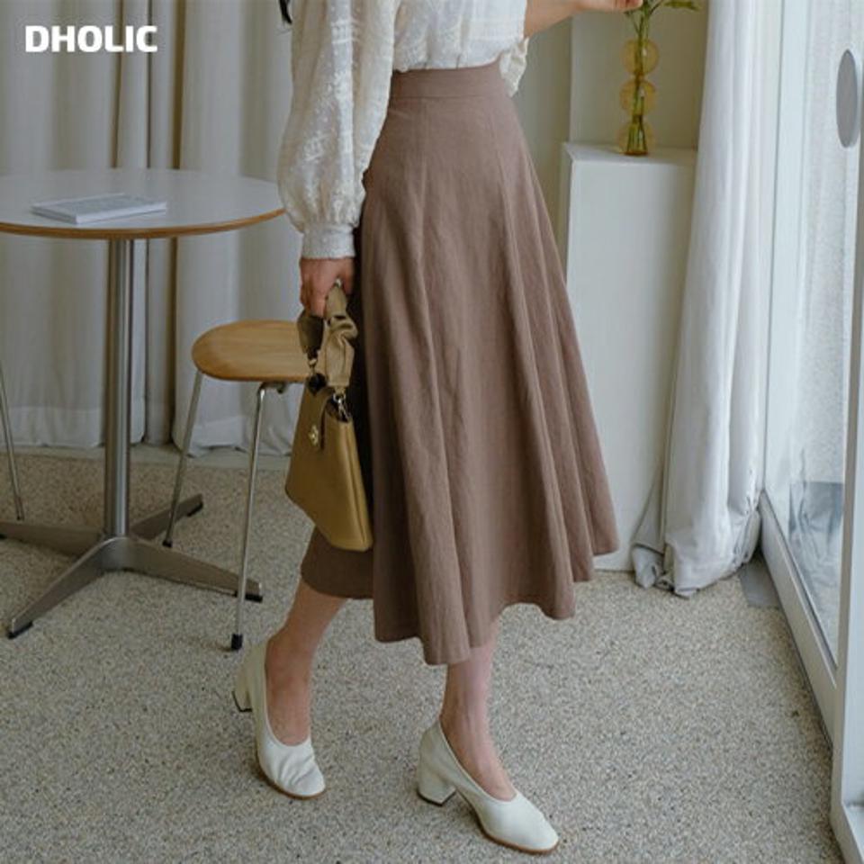 リネン混フレアスカート・全6色・t61801 レディース 【sk】【韓国 ファッション ボトムス スカート ロング ロングスカート リネンスカート リネンブレンド フレアスカート バックゴム カジュアル フェミニン デイリー 上品 秋 春】