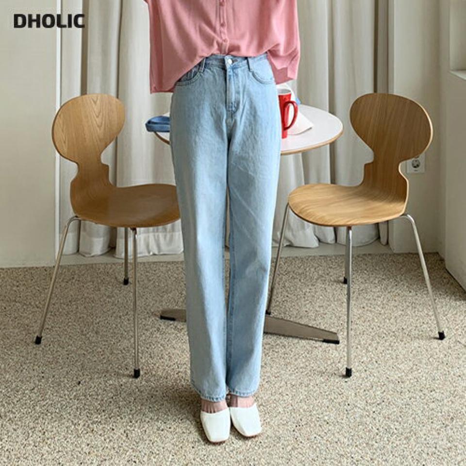 ライトブルーワイドデニムパンツ・全1色・t61786 レディース 【pt】【韓国 ファッション ボトムス パンツ デニム ロング ロングパンツ デニムパンツ ストレート ワイド 美脚 10分丈 十分丈 カジュアル デイリー 秋 春】