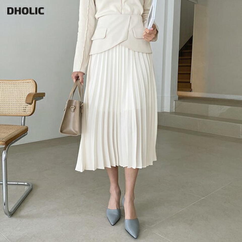 フラッププリーツスカート・全2色・t67510 レディース 【sk】【スカート ミディ丈 ミディスカート プリーツ プリーツスカート フラップ 可愛い かわいい フェミニン 単色 無地 シンプル 大人 揺れ感 春 秋 韓国 ファッション】【ハイホリHIHOLLI】