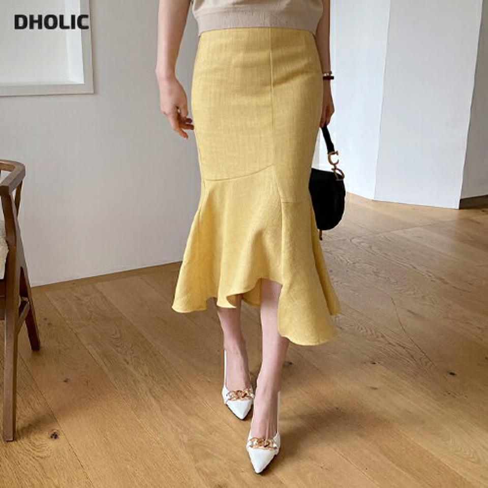 ヘリンボーンマーメイドスカート・全2色・t67509 レディース 【sk】【スカート ロング ロングスカート マーメイド マーメイドスカート ヘリンボーン 単色 無地 シンプル アンバランス 大人 きれいめ リネン 春 秋 韓国 ファッション】【ハイホリHIHOLLI】