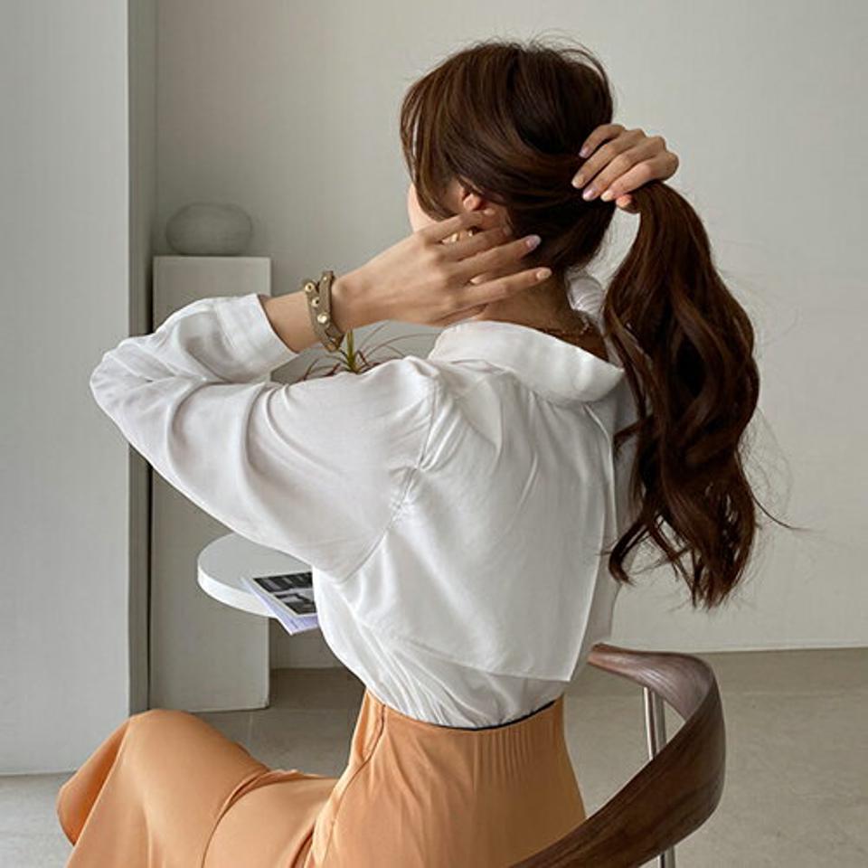 バックポイントフラップシャツ・全5色・t67496 レディース 【bl】【トップス シャツ 長袖 フラップ バックシャン 単色 無地 シンプル 大人 きれいめ カジュアル 春 秋 韓国 ファッション】【ハイホリHIHOLLI】