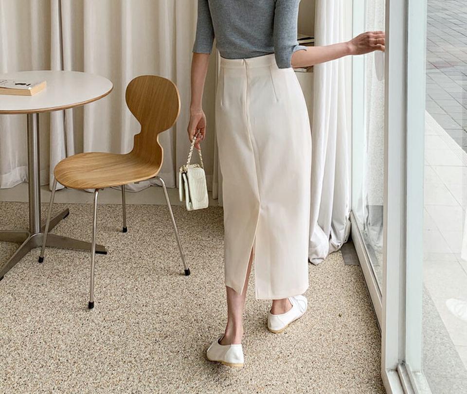 スリットHラインスカート・全3色・b61789 レディース 【sk】【韓国 ファッション ボトムス スカート ロング ロングスカート スリット Hライン フェミニン カジュアル デイリー 無地 ベーシック 上品 秋 春】