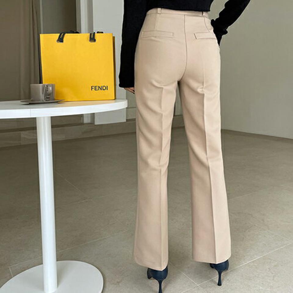 ボタンスラックスパンツ・全3色・t67621 レディース 【pt】【スラックス パンツ ズボン ロングパンツ 単色 無地 シンプル ベーシック 大人 きれいめ オフィスカジュアル 春 秋 韓国 ファッション】【ハイホリHIHOLLI】