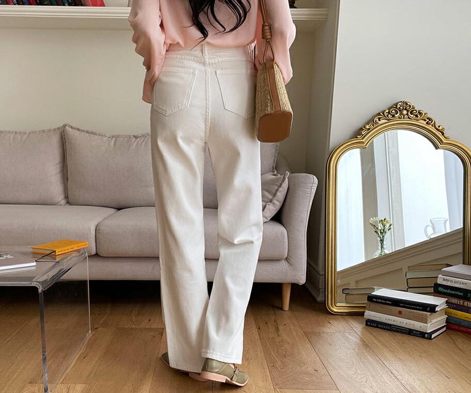 ハイウエストコットンパンツ・全1色・t63561 レディース 【pt】 韓国 ファッション ボトムス パンツ ロング ロングパンツ コットンパンツ コットン ハイウエスト ストレート 10分丈 十分丈 カジュアル デイリー 秋 春 NIJU