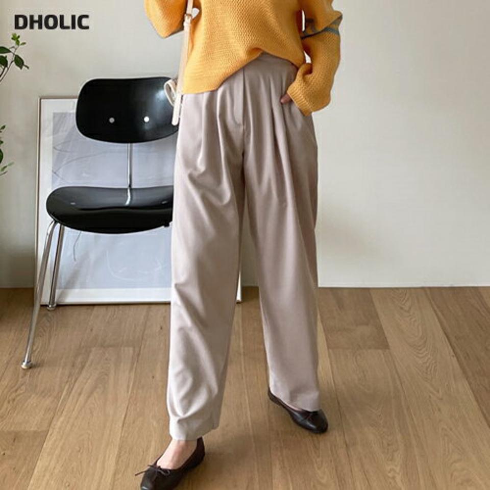 タックボタンスラックスパンツ・全2色・t63611 レディース 【pt】【韓国 ファッション ボトムス スラックス ロング ロングスラックス タック ツータック スラックス ワイドストレート ルーズ ゆったり 10分丈 十分丈 カジュアル 秋 春】【NIJU】