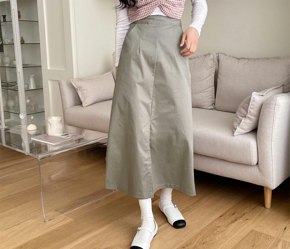 フロントスリットスカート・全2色・t63662 レディース 【sk】【韓国 ファッション ボトムス スカート ロング ロングスカート シンプル 無地 スリット 上品 バックゴム サイドジップ Aライン ガーリー カジュアル デイリー 細身 秋 春】【NIJU】