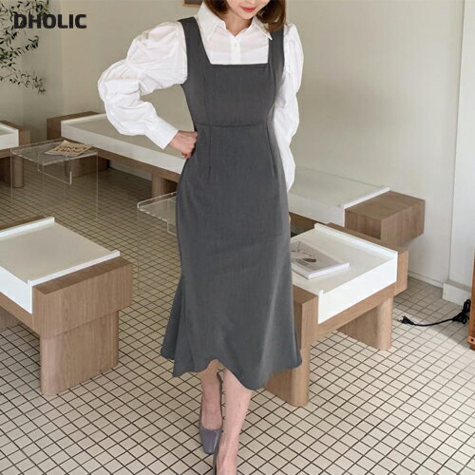 タックノースリワンピース・全3色・t63140 レディース 【ops】【韓国 ファッション ワンピース ロング ロングワンピース スリーブレス Uネック 細身 フレア キャミソール キャミワンピース フェミニン スリム カジュアル 体型カバー 秋 春】