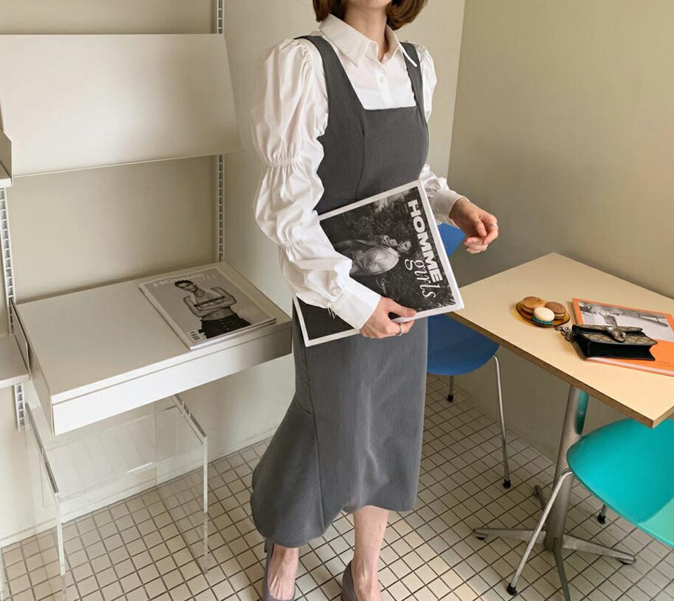 タックノースリワンピース・全3色・t63140 レディース 【ops】【韓国 ファッション ワンピース ロング ロングワンピース スリーブレス Uネック 細身 フレア キャミソール キャミワンピース フェミニン スリム カジュアル 体型カバー 秋 春】