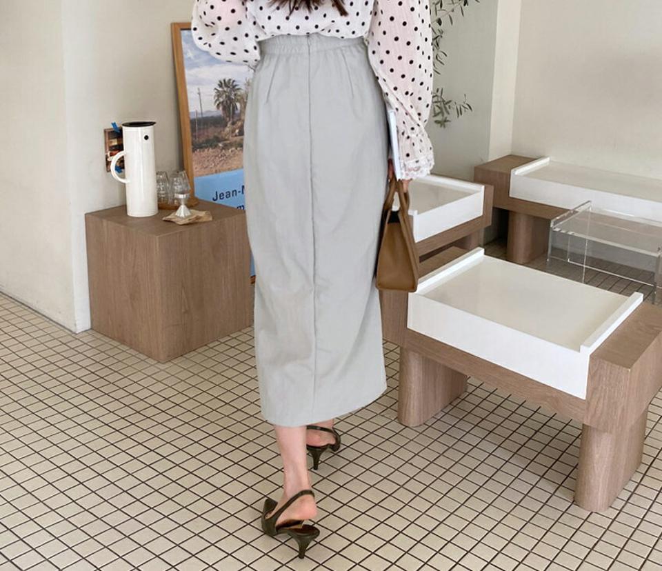 Hラインスリットスカート・全3色・t63145 レディース 【sk】【韓国 ファッション ボトムス スカート ロング ロングスカート サイドスリット ウエストゴム バックファスナー ダーツ ユニーク ゆったり フェミニン カジュアル デイリー 上品 秋 春】