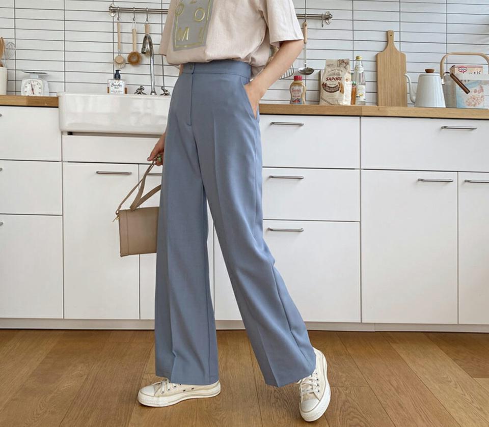 バックゴムハイウエストスラックスパンツ・全3色・t63153 レディース 【pt】【韓国 ファッション ボトムス パンツ スラックス ロング ロングパンツ ストレート ハイウエスト 美脚 10分丈 十分丈 オフィスカジュアル カジュアル デイリー 秋 春】