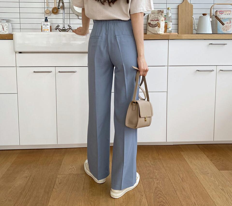 バックゴムハイウエストスラックスパンツ・全3色・t63153 レディース 【pt】【韓国 ファッション ボトムス パンツ スラックス ロング ロングパンツ ストレート ハイウエスト 美脚 10分丈 十分丈 オフィスカジュアル カジュアル デイリー 秋 春】