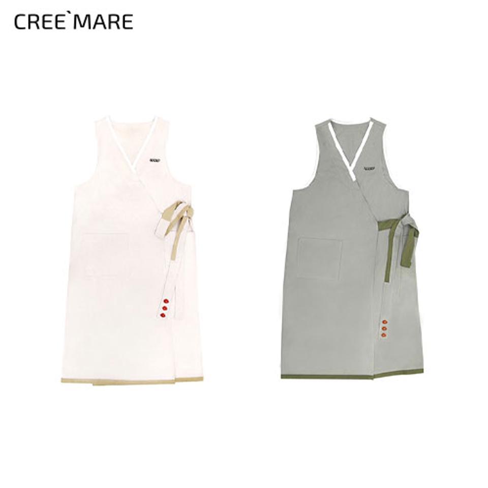 [ユンステイ] ワンピースエプロン・49596 コスメ cosme 【LIFE】YOONSTAY エプロン 公式グッズ ワンピース 韓服 刺繍 ツバキ 椿 花柄 高級感 ナチュラル 大人 料理 プレゼント リネン カーキ ベージュ 緑 男性 女性 韓国 韓国コスメ ユンステイ