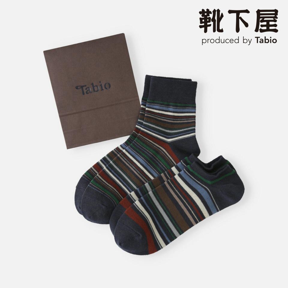 【全品送料無料★〜12/26 23:59迄】【あす楽】【靴下屋】 メンズ マルチボーダーセット / 靴下 タビオ Tabio くつ下 ショート ギフト プレゼント メンズ 日本製