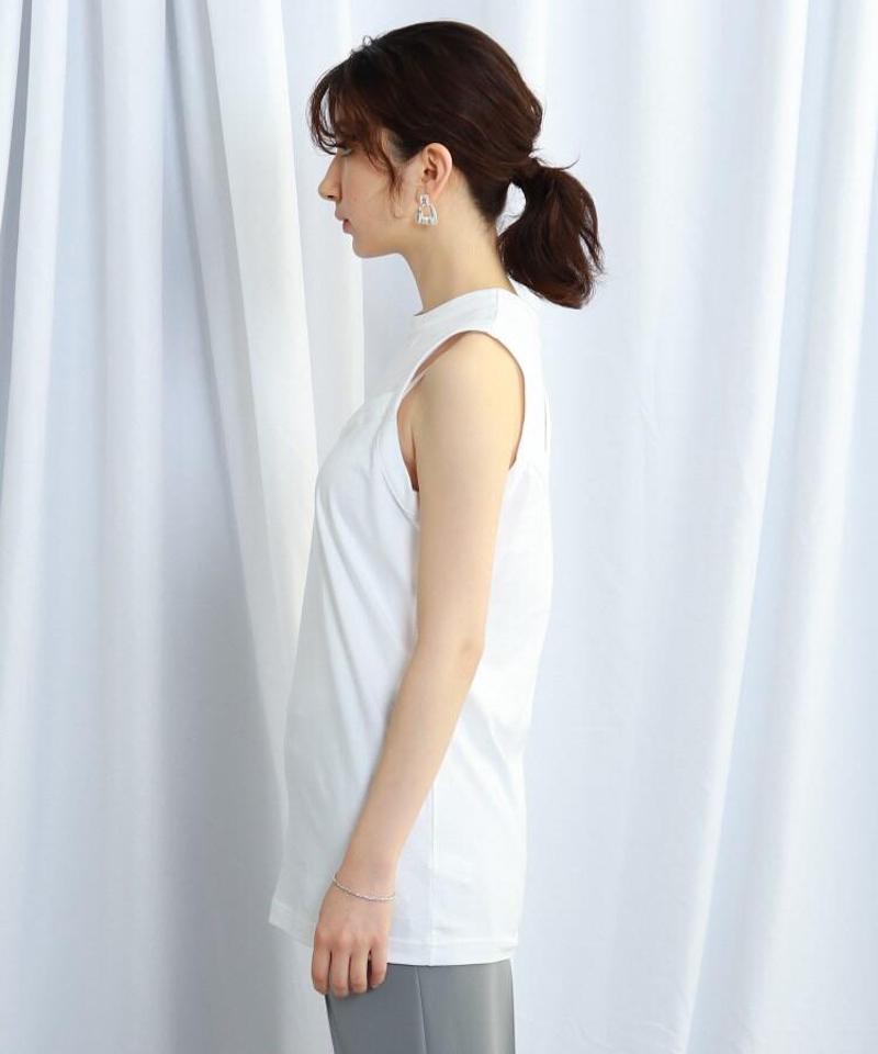 【ウォッシャブル】コットン天竺アシンメトリーデザインタンクトップ