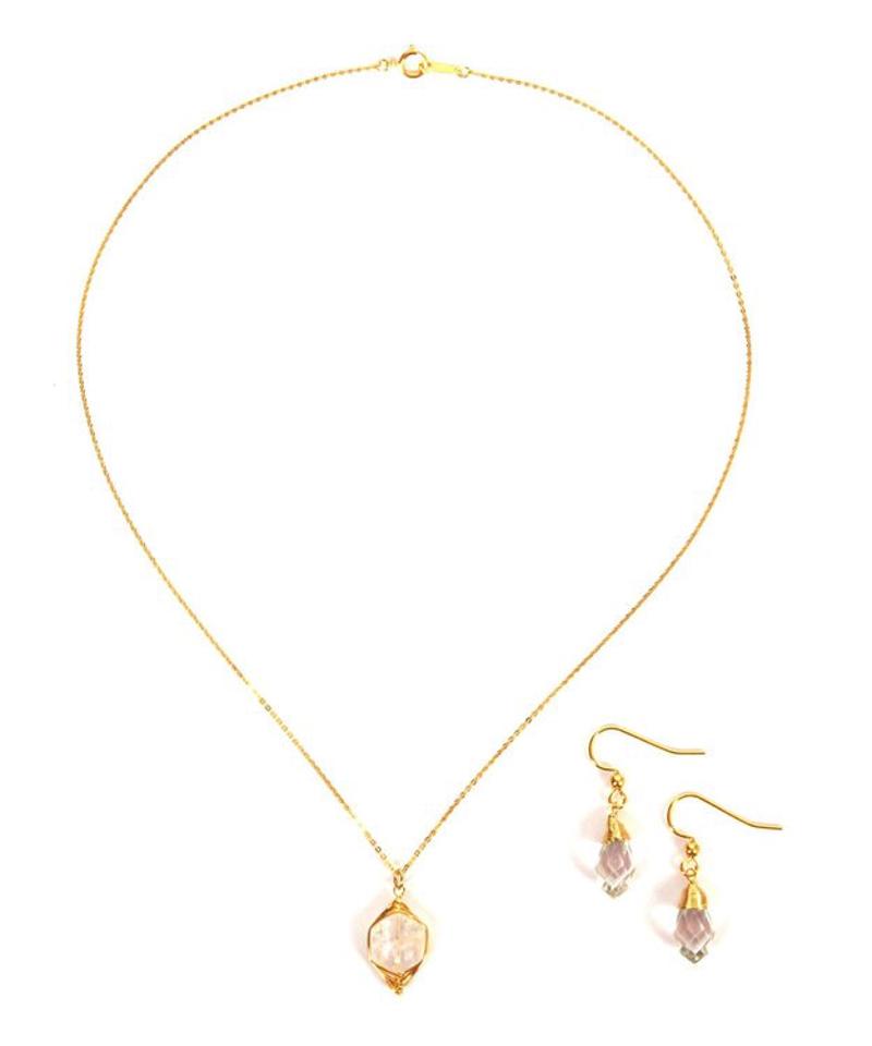 【4月誕生石】クリスタルピアス＆ネックレスセット