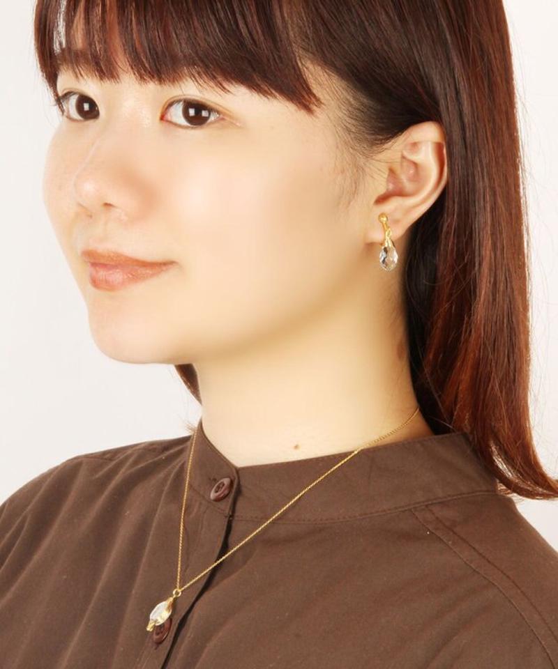 【4月誕生石】クリスタルイヤリング＆ネックレスセット