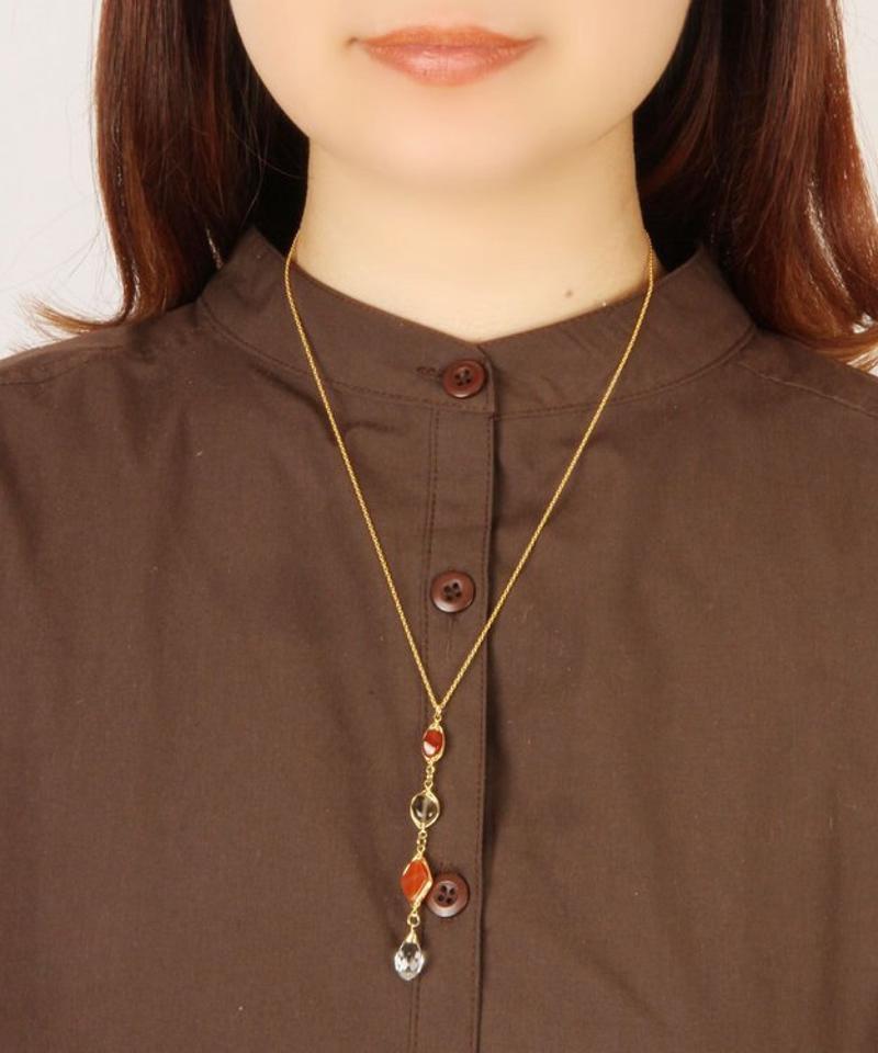 【4月誕生石】クリスタル×オレンジネックレス