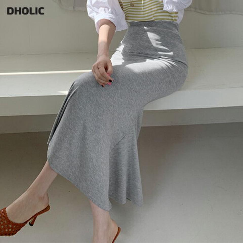 イージーマーメイドスカート・全4色・t67543 レディース 【sk】【スカート ロング ロングスカート マーメイド マーメイドスカート 単色 無地 シンプル カジュアル ウエストゴム 水色 揺れ感 春 夏 秋 韓国 ファッション】【ハイホリHIHOLLI】