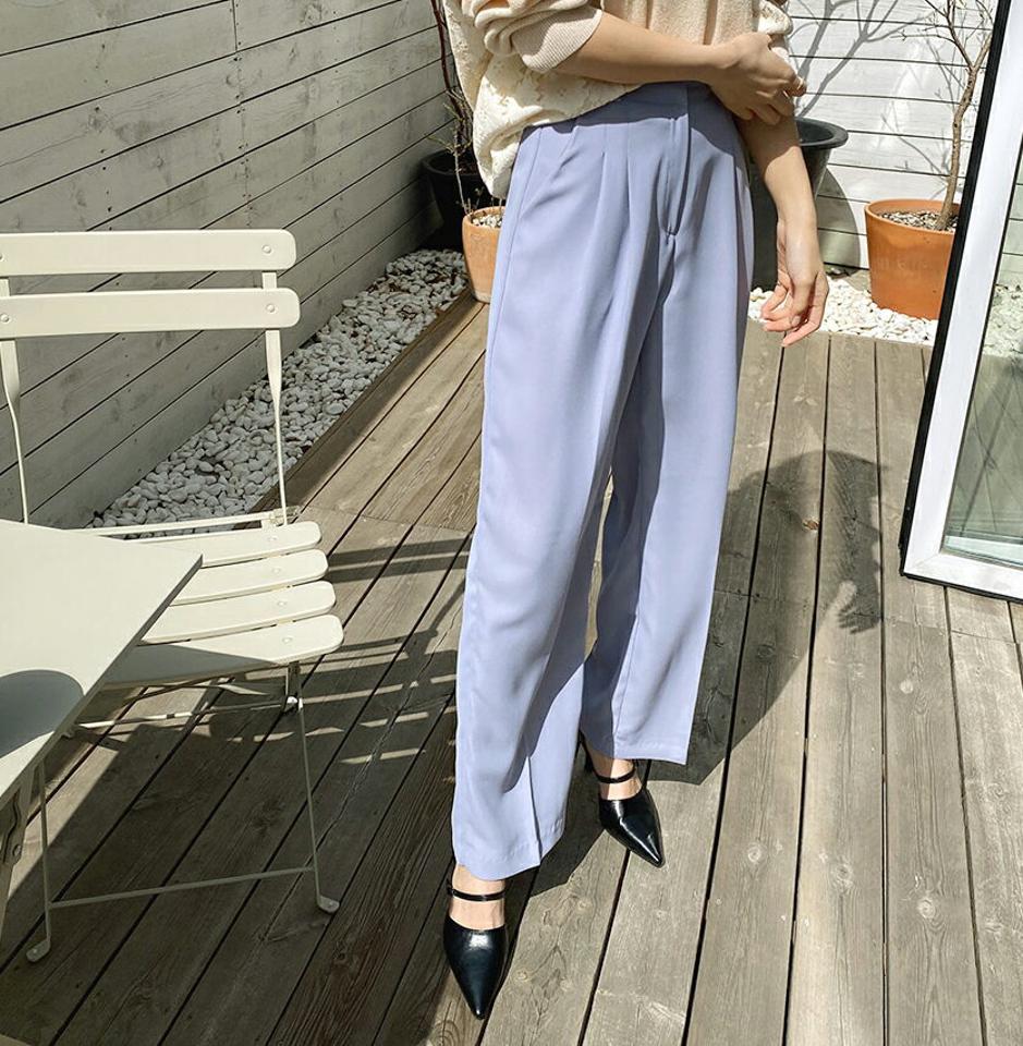 ワイドタックスラックスパンツ・全3色・t67541 レディース 【pt】【スラックス パンツ ズボン ロングパンツ タック ワイドスラックス ワイド 単色 無地 シンプル ベーシック 大人 オフィスカジュアル 春 秋 韓国 ファッション】【ハイホリHIHOLLI】