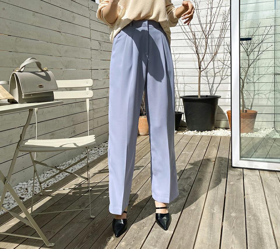 ワイドタックスラックスパンツ・全3色・t67541 レディース 【pt】【スラックス パンツ ズボン ロングパンツ タック ワイドスラックス ワイド 単色 無地 シンプル ベーシック 大人 オフィスカジュアル 春 秋 韓国 ファッション】【ハイホリHIHOLLI】