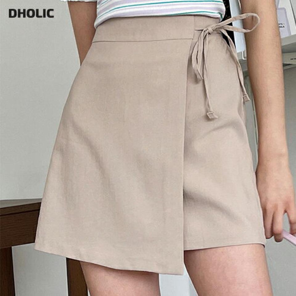 ラップ調ミニスカート・全4色・b63664 レディース 【sk】【韓国 ファッション ボトムス スカート ミニ ミニスカート ラップ調 ラップスカート ガーリー ウエストゴム リボン Aライン フェミニン 体型カーバー 春 夏】【NIJU】