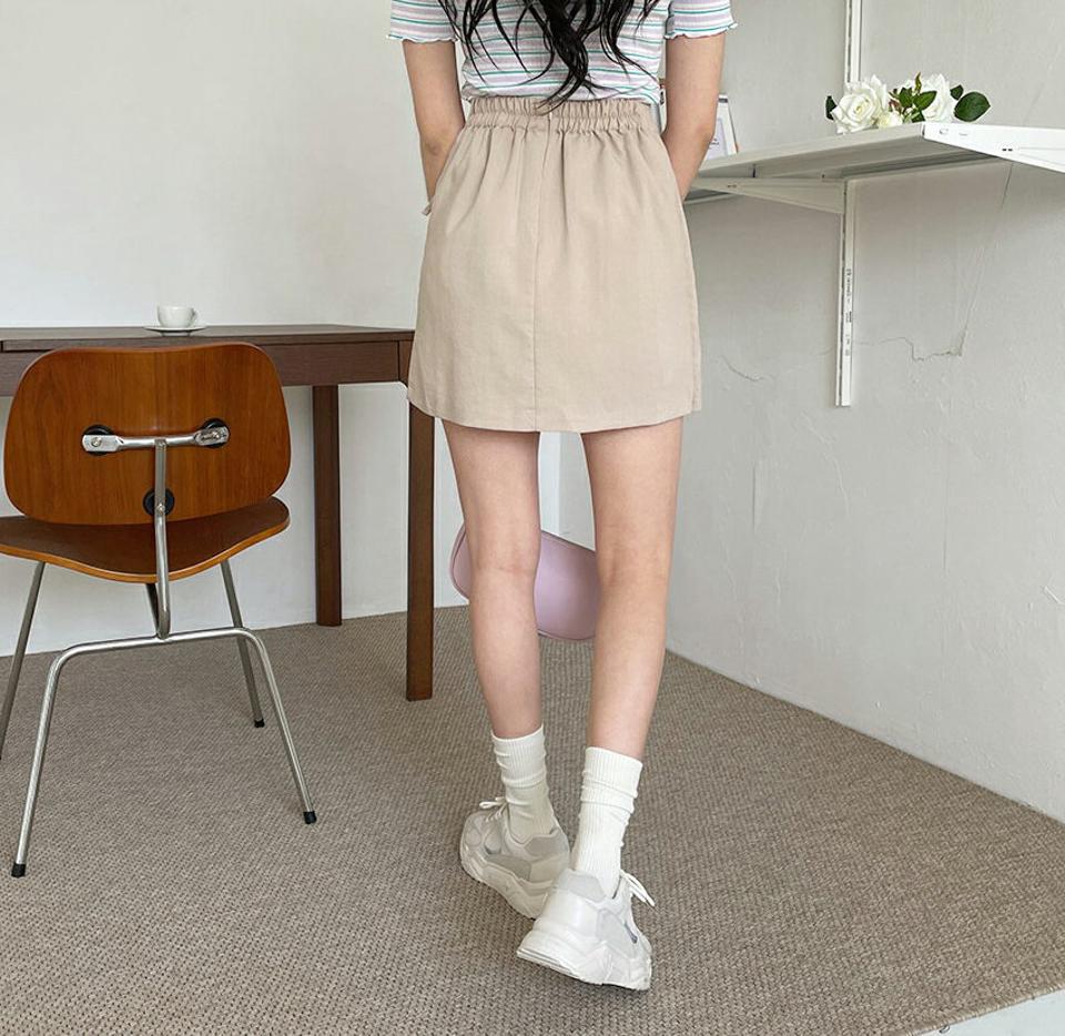 ラップ調ミニスカート・全4色・b63664 レディース 【sk】【韓国 ファッション ボトムス スカート ミニ ミニスカート ラップ調 ラップスカート ガーリー ウエストゴム リボン Aライン フェミニン 体型カーバー 春 夏】【NIJU】