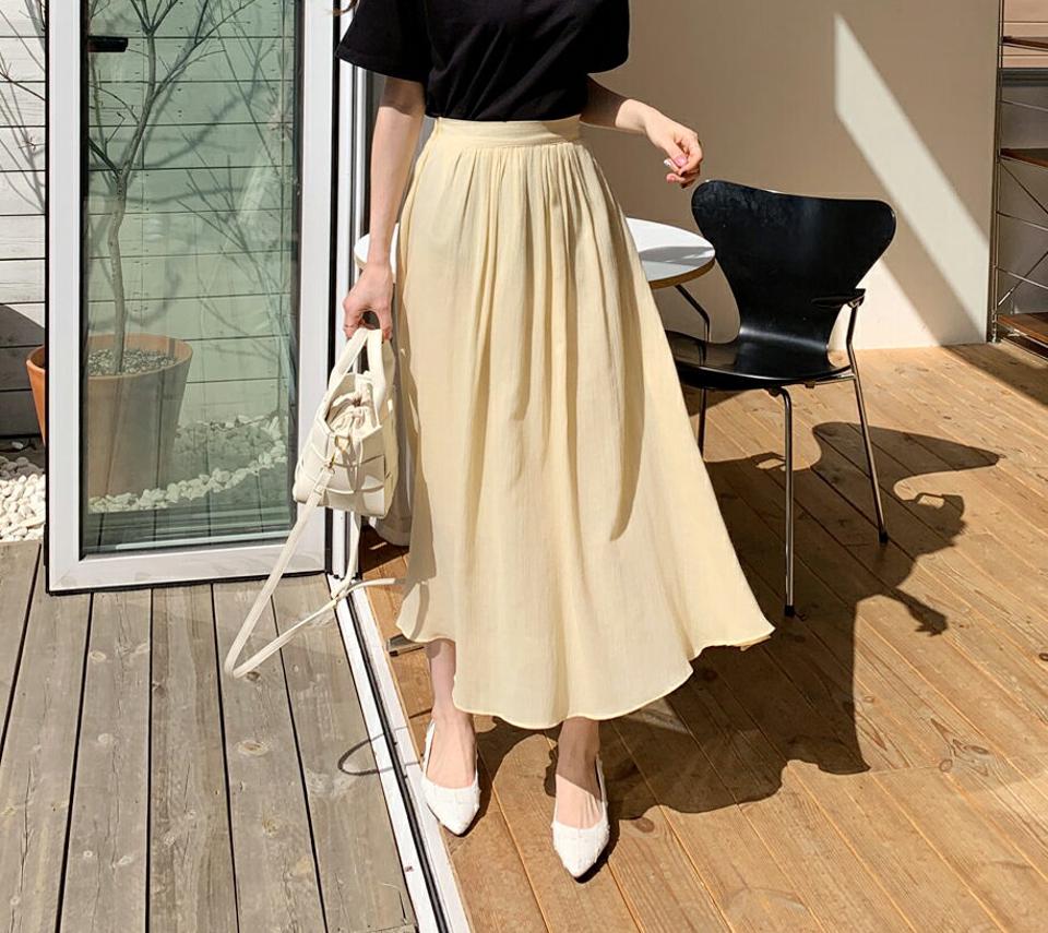 パステルフレアスカート・全5色・t67542 レディース 【sk】【スカート ロング ロングスカート フレア フレアスカート パステル 単色 無地 シンプル カジュアル 春 夏 韓国 ファッション】【ハイホリHIHOLLI】