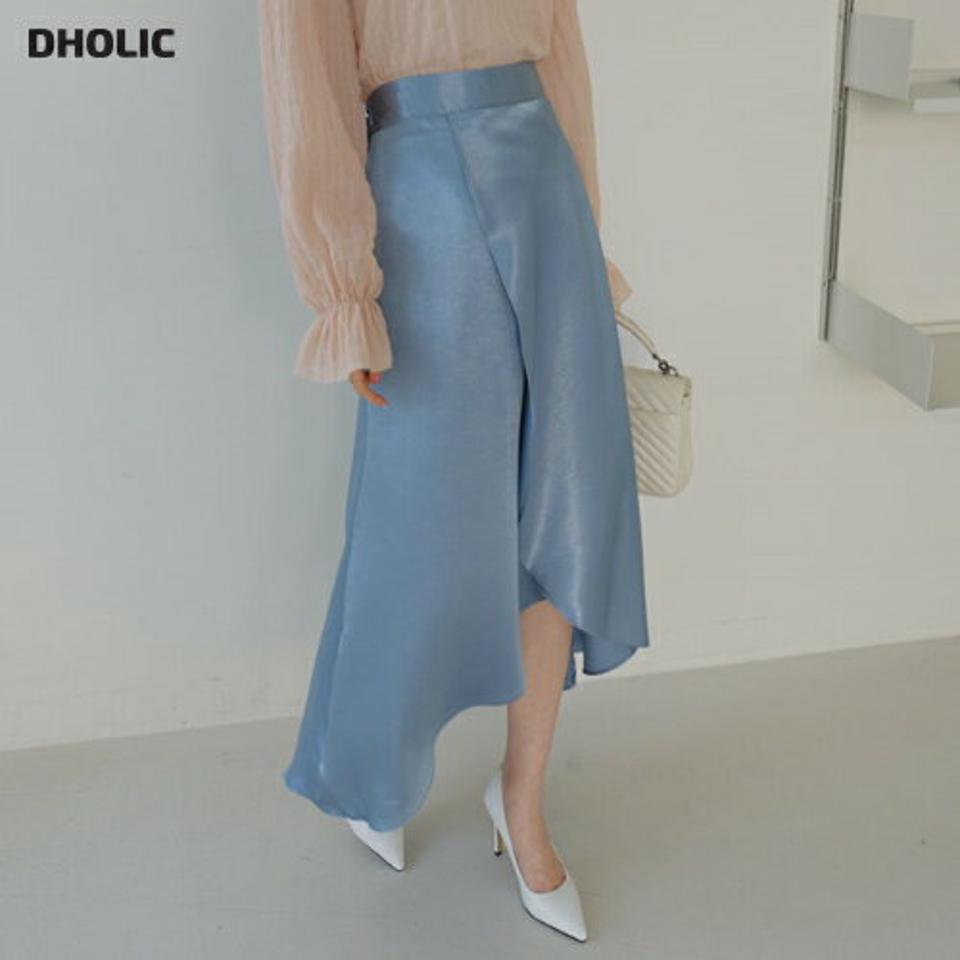 アンバランスサテンスカート・全4色・t67540 レディース 【sk】【スカート ロング ロングスカート サテン アンバランス フェミニン 単色 無地 シンプル 春 秋 韓国 ファッション】【ハイホリHIHOLLI】